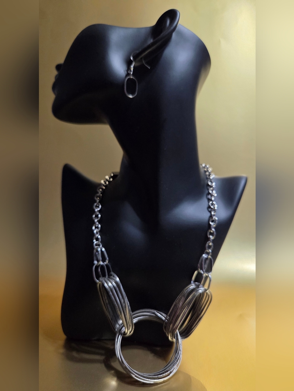 Silver Multi-Ring Statement Necklace - Women Jewelry